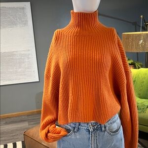 H&M Vibrant Orange Cowl Neck Sweater